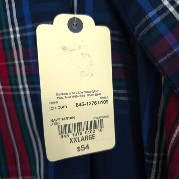 St. John's Bay Plus Size Navy Tartan Plaid Shirt Size XXL NWT - Picture 10 of 11